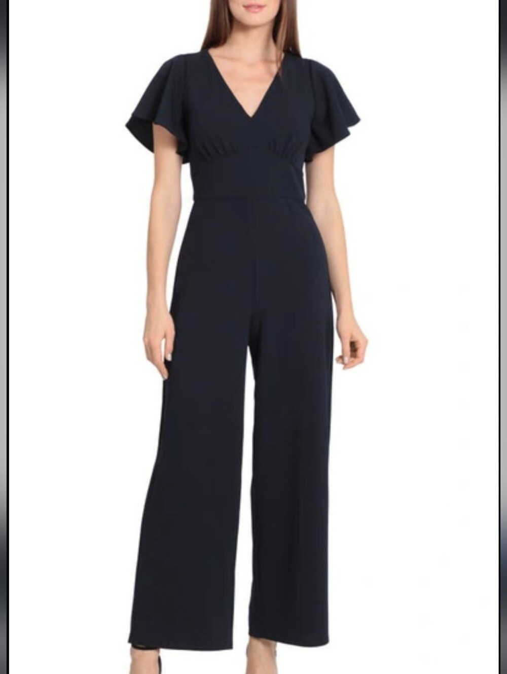 Maggy London Flutter Sleeve Wide Leg Jumpsuit Women's Size 12